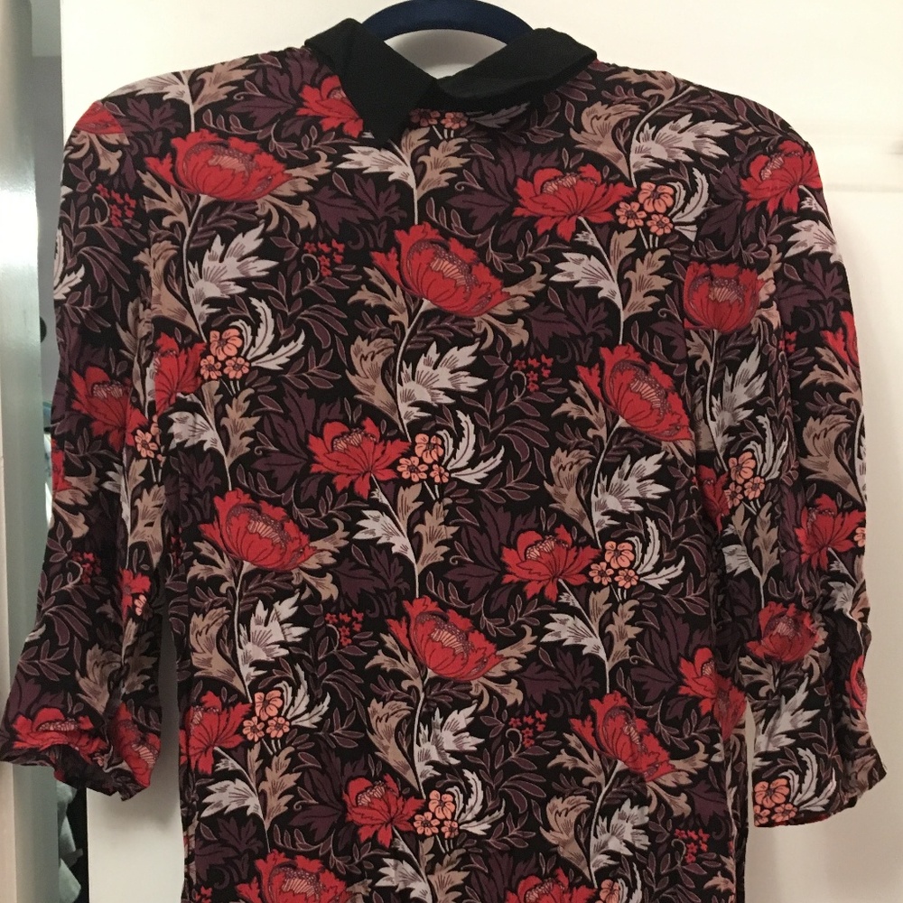 ASOS Warehouse Peter Pan Collar Floral Tunic Dress